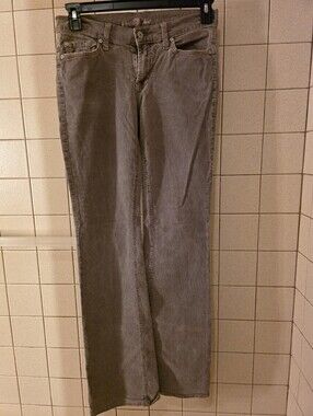 Seven For All Mankind Grey Straight-Leg Corduroy Pants